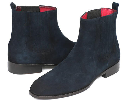 Paul Parkman Navy Suede Chelsea Boots