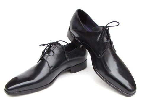 Paul Parkman Men's Ghillie Lacing Plain Toe Black Shoes