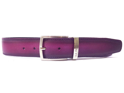 Paul Parkman Men's Perforated Leather Belt Purple