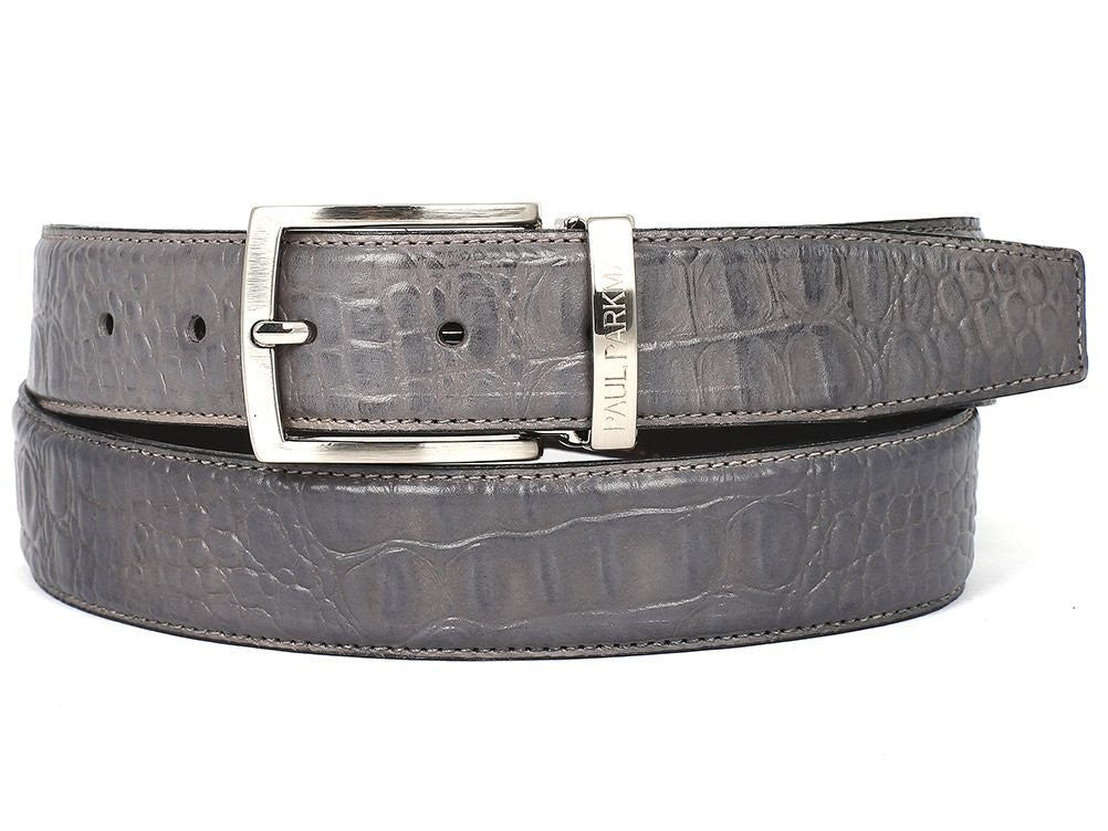 Embossed calfskin leather belt