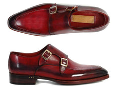 Paul Parkman Men's Double Monkstrap Shoes, Black & Bordeaux