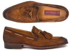 Paul Parkman Men's Suede Tassel Loafer - Antique Brown
