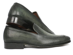 Paul Parkman Perforated Leather Loafers Green