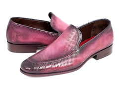 Paul Parkman Perforated Leather Loafers Purple