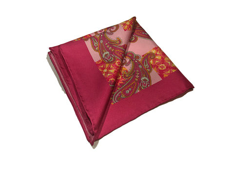 Pink Paisley with Pink Paisley - 100% Silk Pocket Square