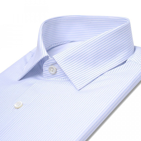 Light Blue Stripes Custom Shirt Fabric - 100% Cotton