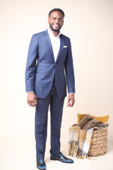 Blue Windowpane - Super 130 Wool, 100% Wool, Custom Made Suit