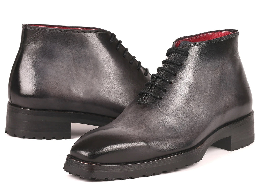 Paul Parkman Men's Gray Leather Ankle Boots