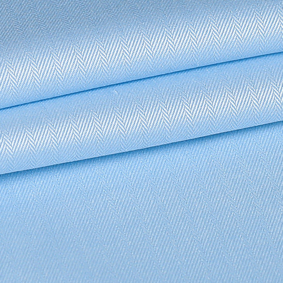 Blue Herringbone Custom Shirt Fabric - 100% Cotton