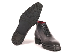 Paul Parkman Men's Gray Leather Ankle Boots