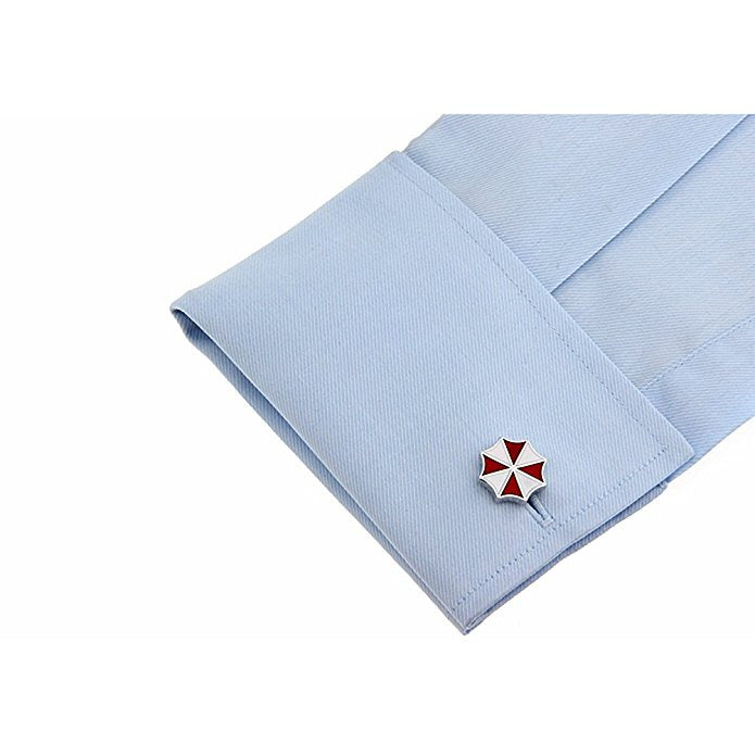 Red and White Enamel Cuff Links